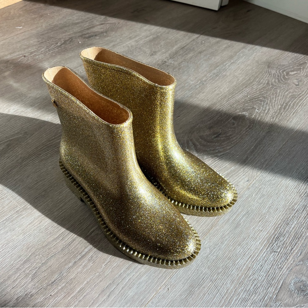 Gold Glitter Ankle Boots